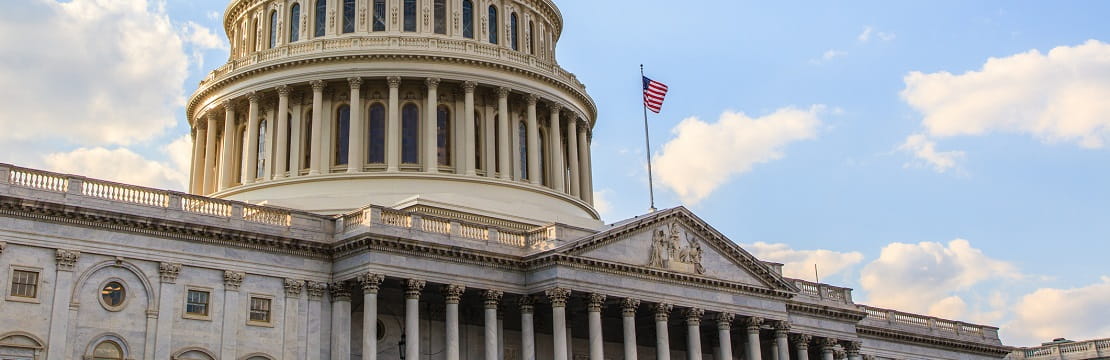 US Capital building on a sunny day.